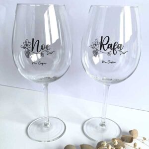 Copas de vino personalizadas con frases a mano