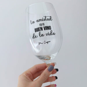 copas y vasos personalizados con frases a mano. Copas de vino, cerveza, etc.