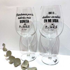 Pack copas de vino personalizadas con frases