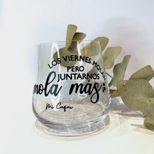 Vaso de whisky personalizado con frases y dibujo. ¡Tu la eliges!